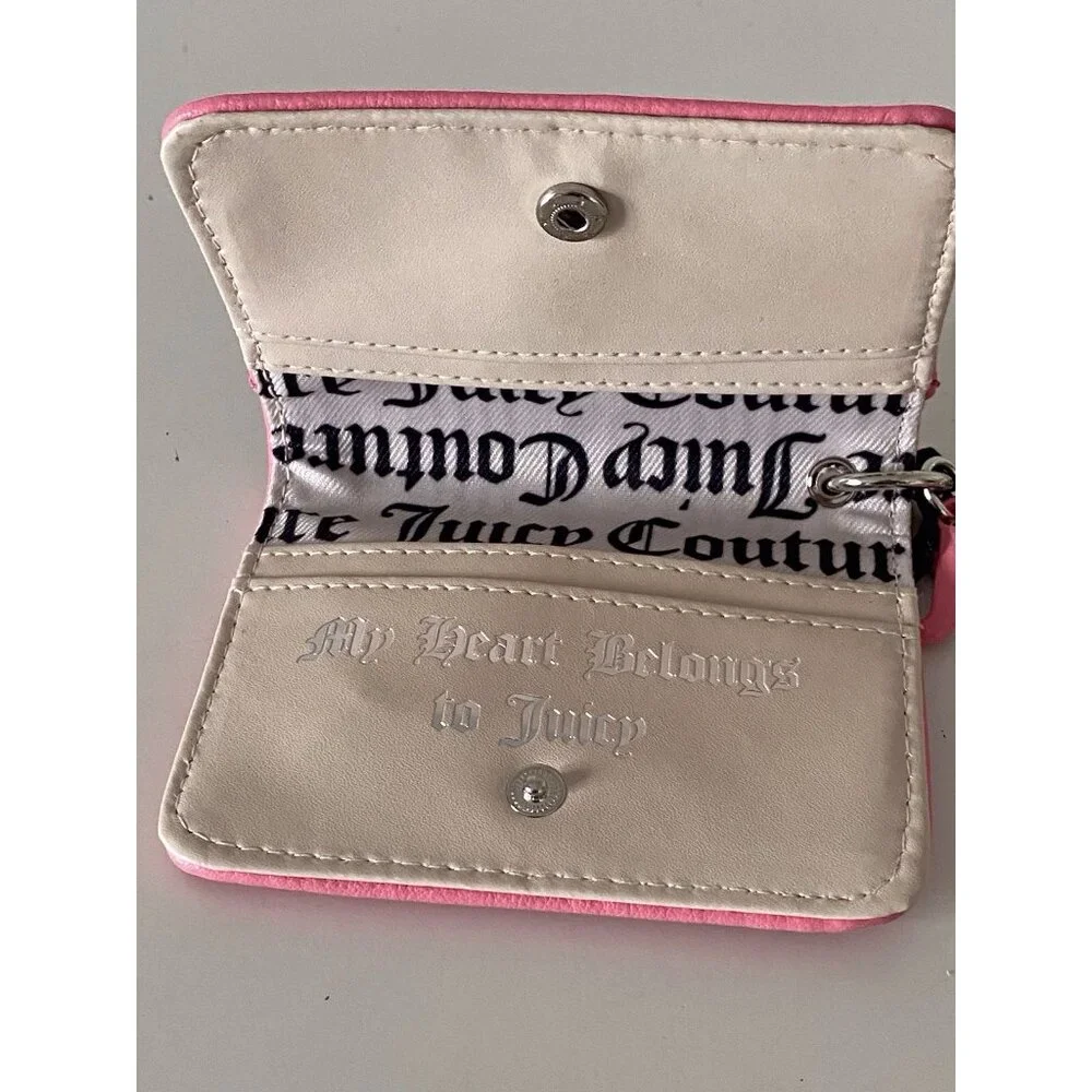 Juicy Couture Juicy Girl Rule Card Case FOB Wallet Pink Cherry Blossom Terry NEW